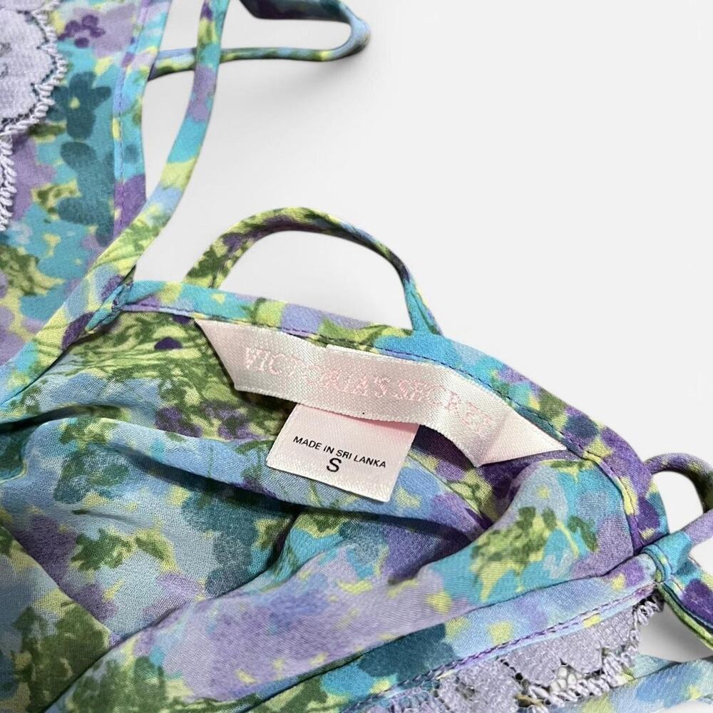 VTG Y2K Victoria's Secret Pastel Floral Spring Lace Tie Back Babydoll Slip S - Picture 7 of 8
